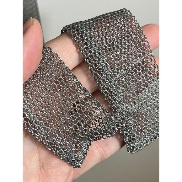 Retro Mesh Cardigan Gray M Funky Edgy Classic Chic Sheer Neutral Futuristic 80s - Picture 7 of 11